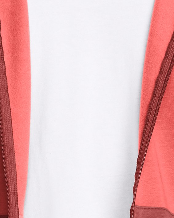 Sweat entièrement zippé UA Rival Fleece Colorblock pour homme, Red, pdpMainDesktop image number 0