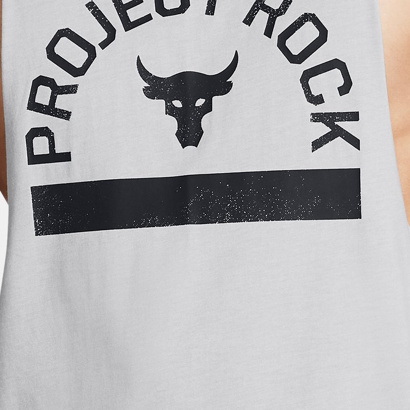 Under Armour Project Rock Payoff ärmelloses Shirt mit Grafik für Herren Mod Grau Medium Heather / Schwarz XXL