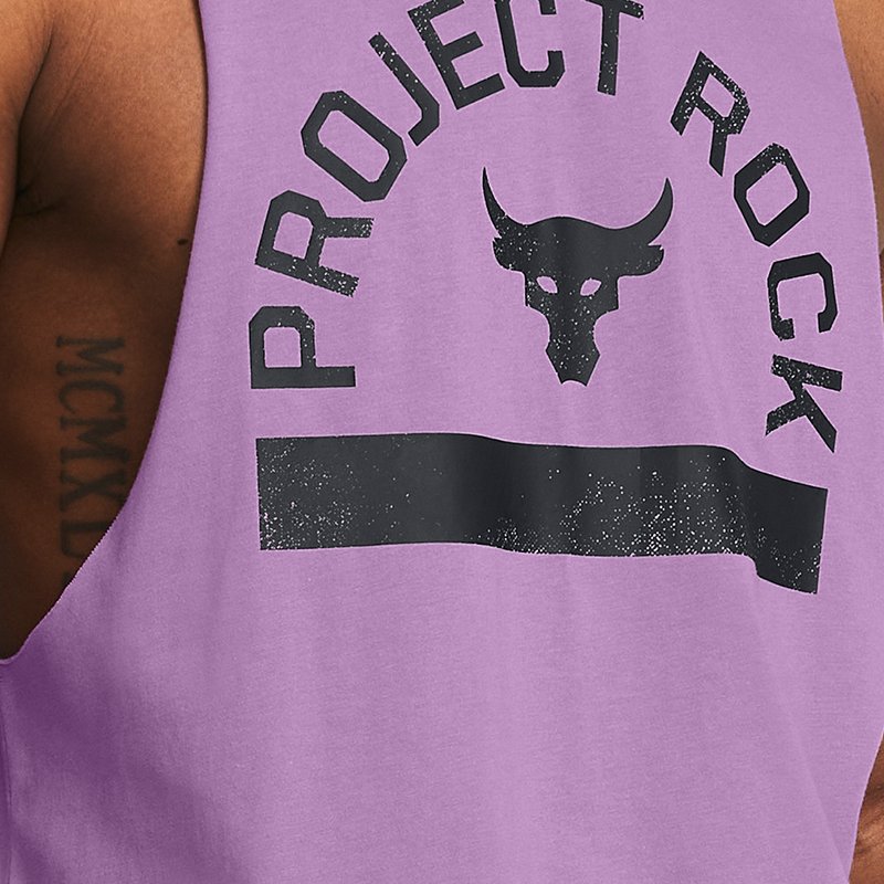 Under Armour Project Rock Payoff ärmelloses Shirt mit Grafik für Herren Provence Violett / Schwarz XXL