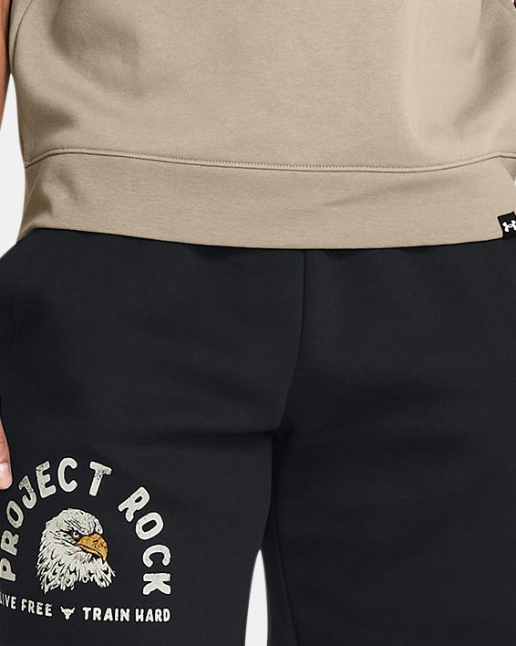 Men's Project Rock Essential Fleece Shorts in Black image number 2