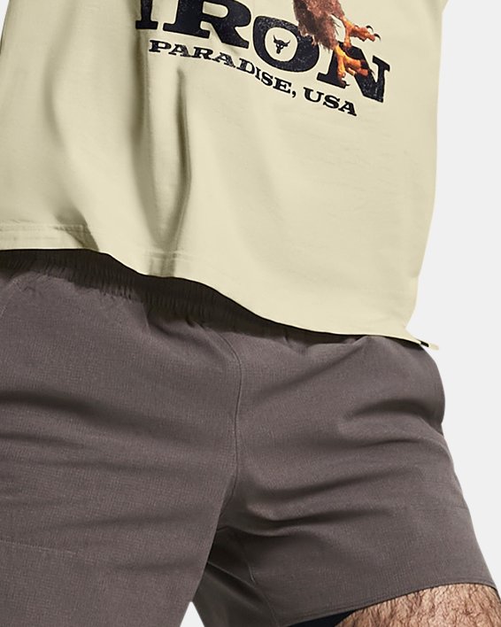 Men's Project Rock Camp Shorts in Brown image number 2