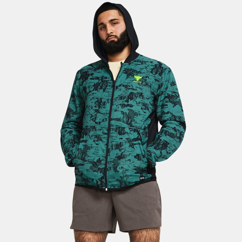 Image of Under Armour Men's Project Rock Iso-Chill Tide Hybrid Jacket Hydro Teal / Black / High Vis Yellow L