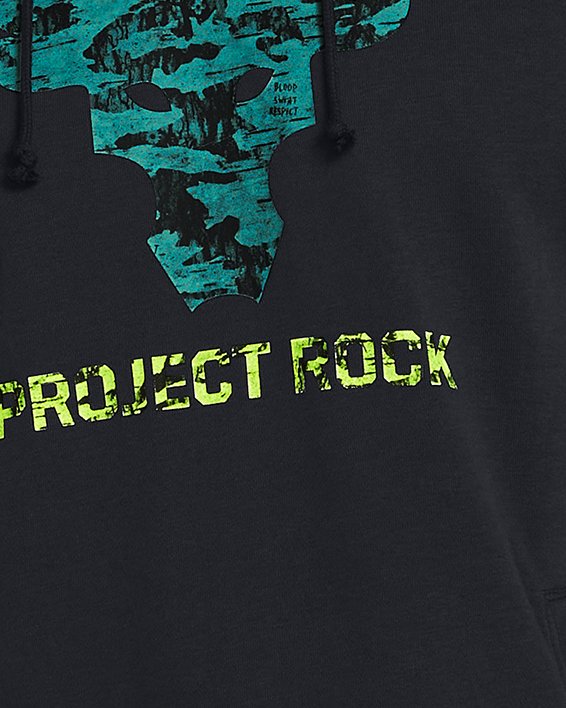 Men's Project Rock Terry Payoff Short Sleeve Hoodie, Black, pdpMainDesktop image number 0