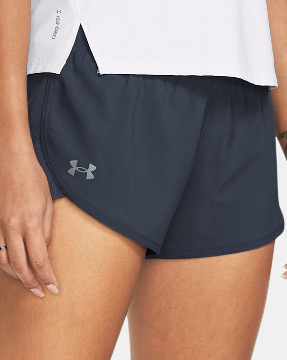 Damen UA Fly-By Elite 3'‘ Shorts, Gray, pdpMainDesktop image number 2
