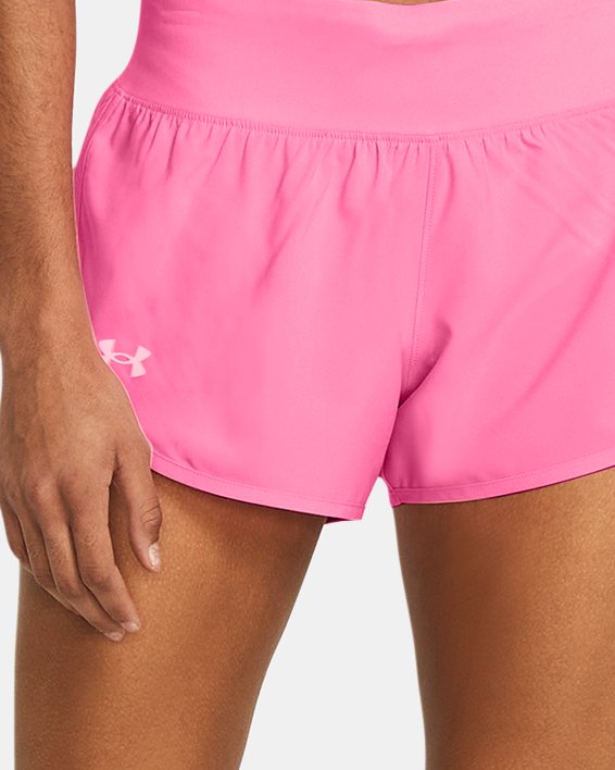Women's UA Fly-By Elite 3" Shorts, Pink, pdpMainDesktop image number 2