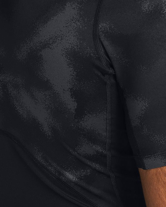 Men's HeatGear® Printed Short Sleeve, Black, pdpMainDesktop image number 1