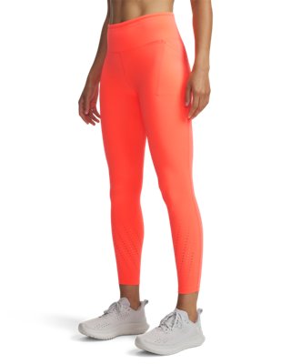 Under Armour Women's Orange Launch Elite Ankle Tights Electric Tangerine / Reflective Xl