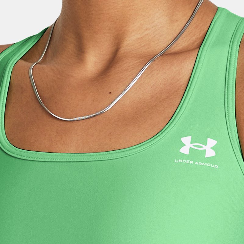 Under Armour Women's HeatGear® Armour Mid Branded Sports Bra Matrix Green / White L