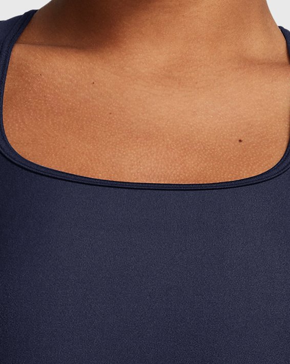 Women's HeatGear® Armour Mid Branded Sports Bra, Blue, pdpMainDesktop image number 0