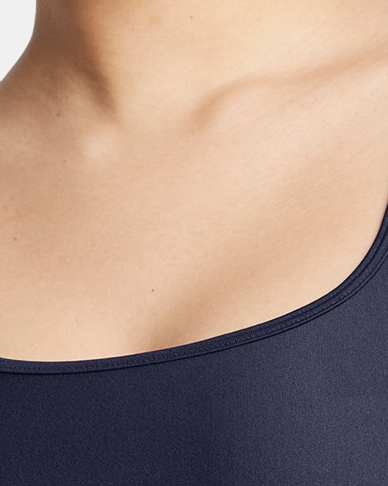 Women's HeatGear® Armour Mid Branded Sports Bra, Blue, pdpMainDesktop image number 2