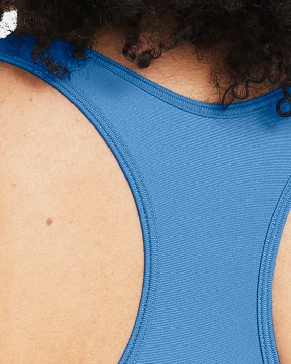 Women's HeatGear® Armour Mid Branded Sports Bra, Blue, pdpMainDesktop image number 5