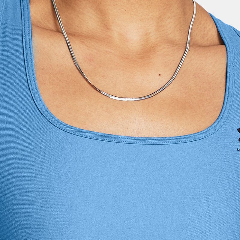 Under Armour Women's HeatGear® Armour Mid Branded Sports Bra Viral Blue / Black S