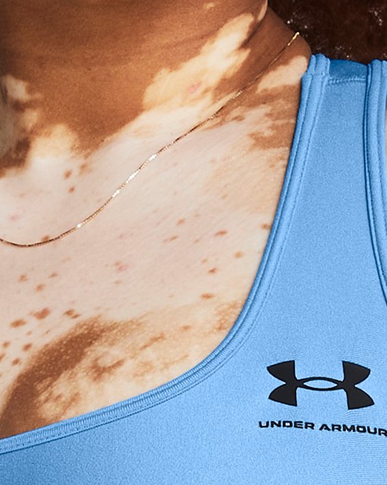 HeatGear® Armour Mid Sport-BH mit Branding für Damen, Blue, pdpMainDesktop image number 3