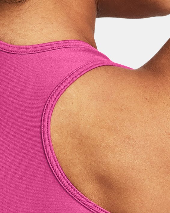 Women's HeatGear® Armour Mid Branded Sports Bra, Pink, pdpMainDesktop image number 6