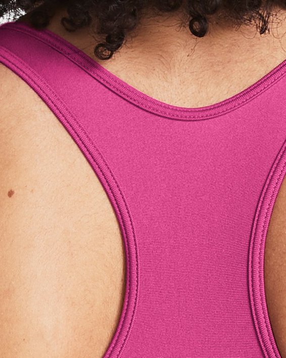 Women's HeatGear® Armour Mid Branded Sports Bra, Pink, pdpMainDesktop image number 5