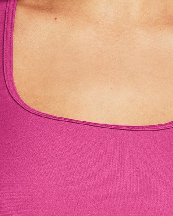 Women's HeatGear® Armour Mid Branded Sports Bra, Pink, pdpMainDesktop image number 0