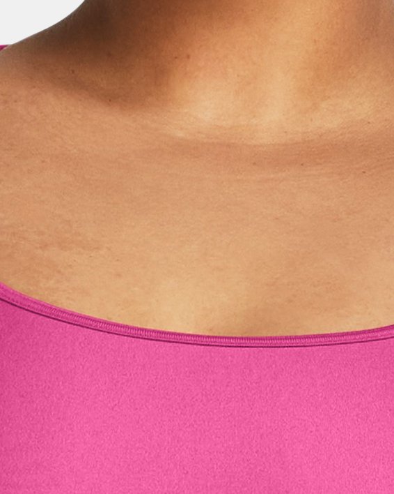Women's HeatGear® Armour Mid Branded Sports Bra, Pink, pdpMainDesktop image number 3