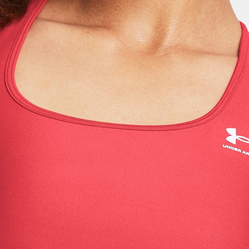 Under Armour Women's HeatGear® Armour Mid Branded Sports Bra Red Solstice / White XS