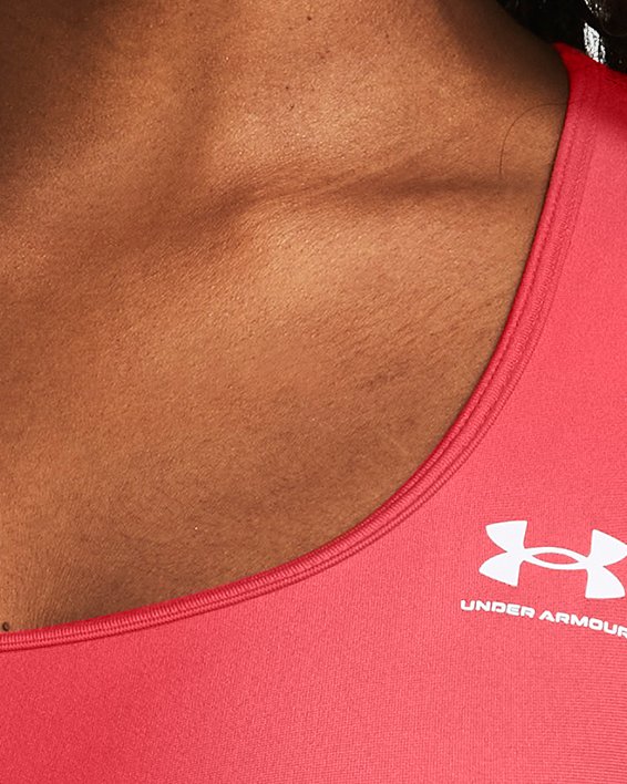 Women's HeatGear® Armour Mid Branded Sports Bra, Red, pdpMainDesktop image number 2