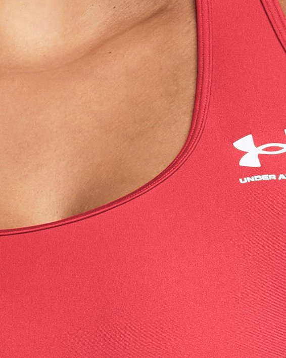 Women's HeatGear® Armour Mid Branded Sports Bra, Red, pdpMainDesktop image number 4