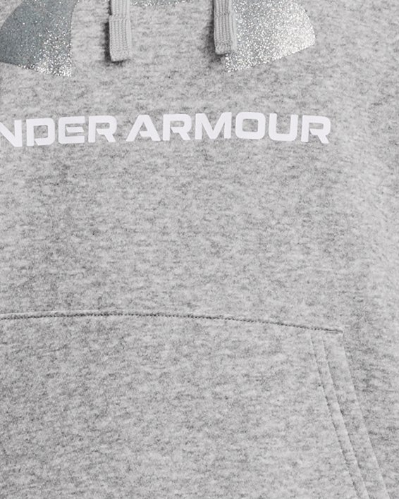 Under Armour Women's Rival Fleece Glitter Big Logo Hoodie - Gray, XS