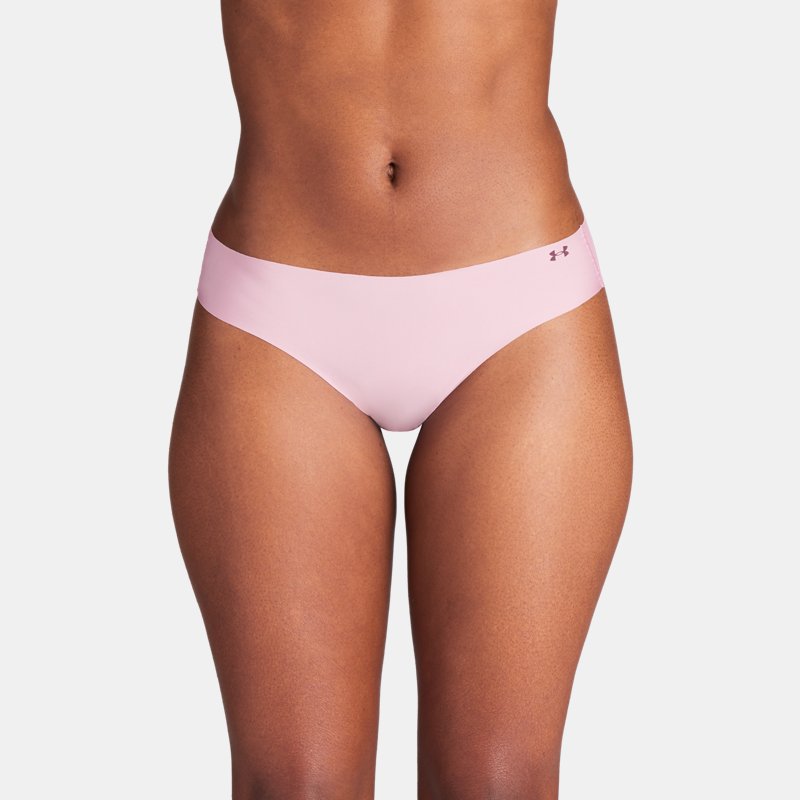culotte bikini invisible under armour pure stretch pour femme (lot de 3) rose elixir / marron foncé / marron foncé s