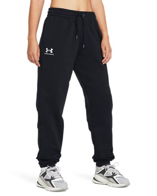 Pants UA Essential Fleece Puddle para mujer, Black, pdpMainDesktop image number 0