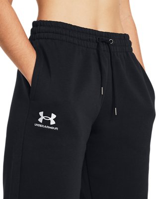 Pants UA Essential Fleece Puddle para mujer, Black, pdpMainDesktop image number 3