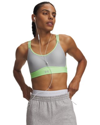 Under Armour Women's Green Infinity 2.0 Mid Sports Bra Lumos Lime / Mod Gray S A-C