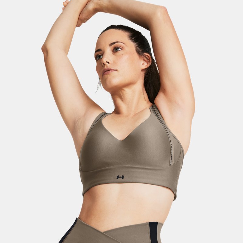 Women's Under Armour Infinity 2.0 Low Strappy Sports Bra Taupe Dusk / Black M A-C