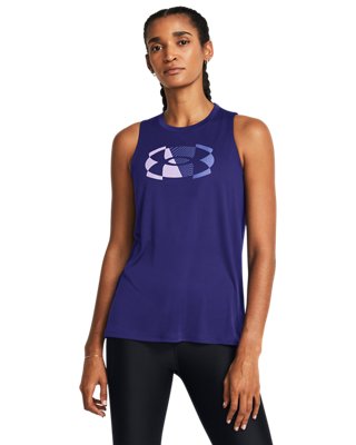 Playera sin mangas UA Tech&trade; Split Logo para mujer, Blue, pdpMainDesktop image number 0