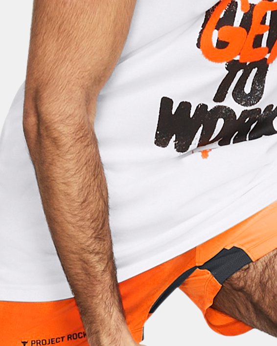 Men's Project Rock Ultimate 5" Training Printed Shorts, Orange, pdpMainDesktop image number 2