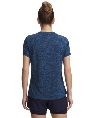 Женский топ Under Armour UA Tech™ Twist V-Neck Short Sleeve, цвет: Синий / Тёмно-синий, вариант 1 — фото 2