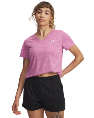 女士UA Tech&trade; Twist V領短袖T恤