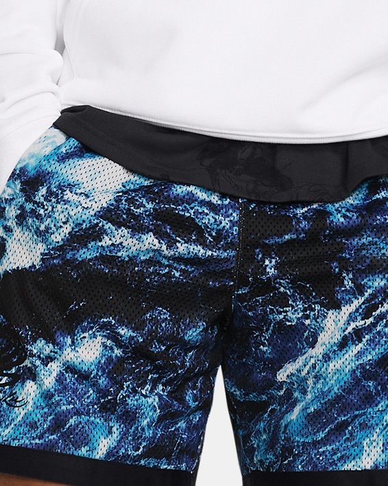 Men's Curry x Bruce Lee Lunar New Year 'Be Water' Mesh Shorts in Blue image number 2