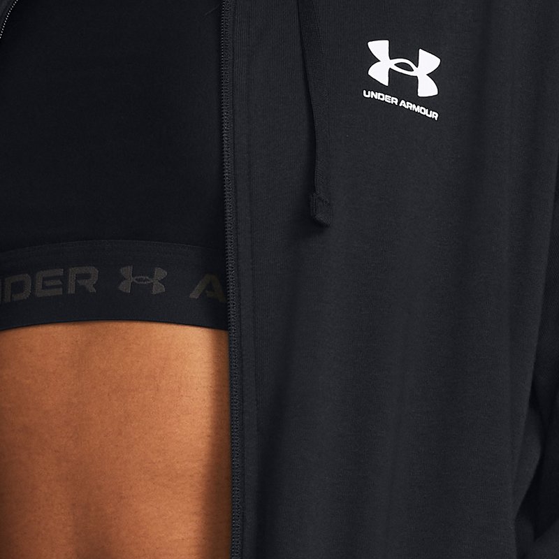 Women's Under Armour Rival Terry Oversized Full-Zip Hoodie Black / White XS