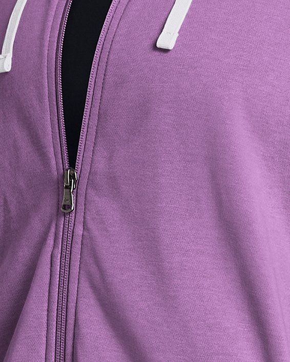 Damska bluza z kapturem i zamkiem na całej długości UA Rival Terry Oversized, Purple, pdpMainDesktop image number 0