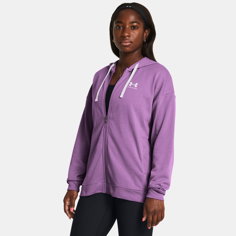 Image of Under Armour Women's Under Armour Rival Terry Oversized Full-Zip Hoodie Provence Purple / Purple Ace M