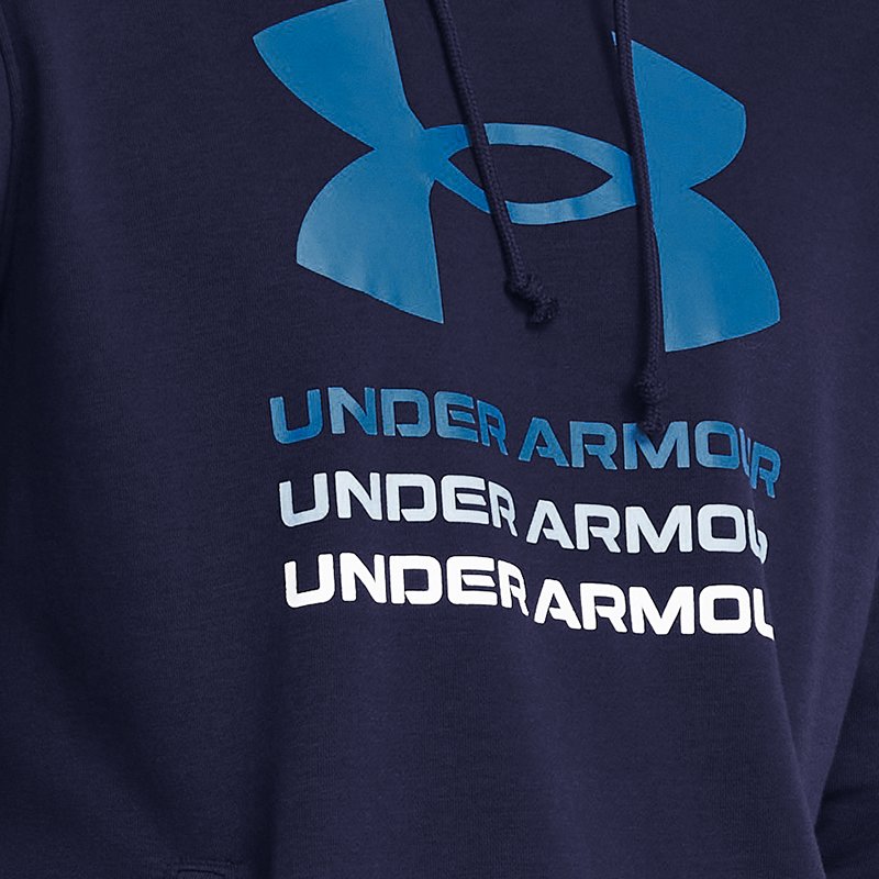 Image of Under Armour Men's Under Armour Rival Terry Graphic Hoodie Midnight Navy / Photon Blue M