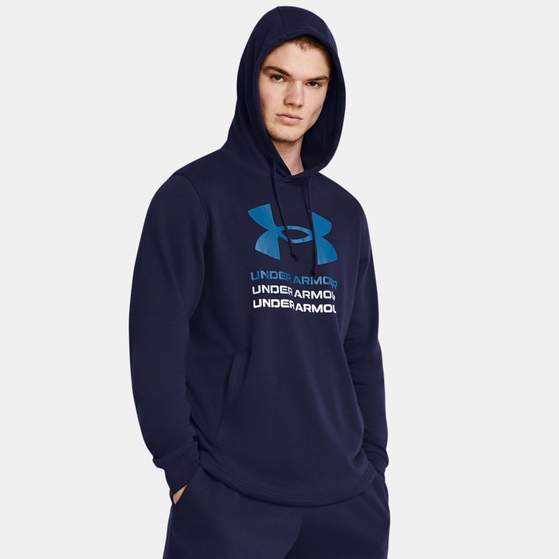 Image of Under Armour Men's Under Armour Rival Terry Graphic Hoodie Midnight Navy / Photon Blue L