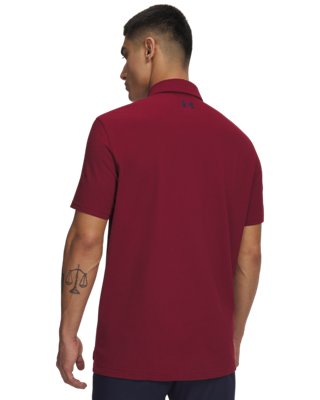 Мужское поло Under Armour UA Playoff Pique Polo, цвет: Красный / Тёмно-синий — фото 2