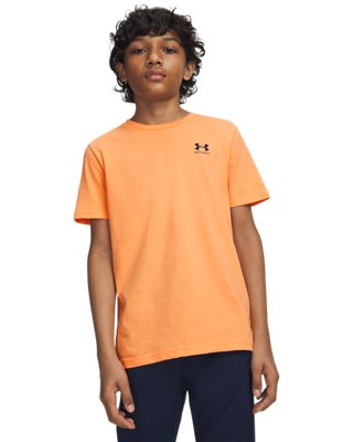T-shirt a maniche corte Under Armour Sportstyle da ragazzo Arancione Bloc / Nero YXS (122 - 127 cm)