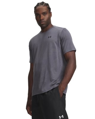 Under Armour Men's Gray Tech™ Vent Jacq Rd Short Sleeve Castlerock / Ultimate Black M