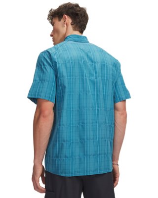Мужской топ Under Armour UA Outdoor Essential Woven Short Sleeve, цвет: Синий, вариант 1 — фото 2
