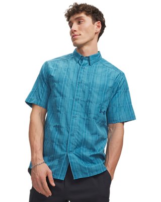 Мужской топ Under Armour UA Outdoor Essential Woven Short Sleeve, цвет: Синий, вариант 1 — фото 1