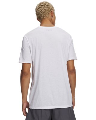 Мужской топ Under Armour UA Varsity Crest Short Sleeve, цвет: Белый / Фиолетовый — фото 2