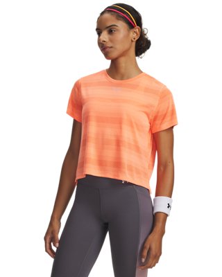 Under Armour Women's Orange Velociti Short Sleeve Electric Tangerine / Reflective Xs