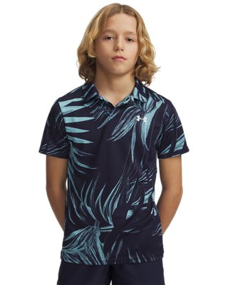 Under Armour Boys Blue Matchplay Printed ' Polo Midnight Navy / Haze / White Ylg (59 - 63 In)