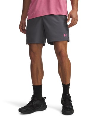 Under Armour Men's Gray Vanish Woven 2.0 6" Shorts Castlerock / Pink Frenzy M