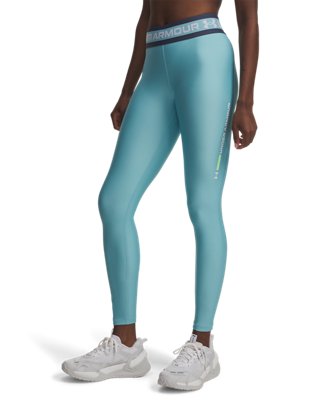 Under Armour Women's Blue Tech™ Branded Leggings Haze / Lumos Lime / White S